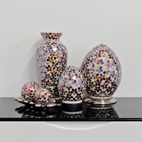 Febland red flower Mini Egg mosaic glass table lamp