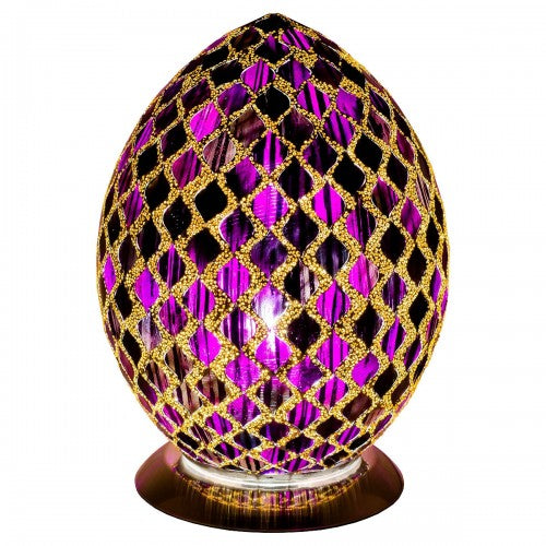 Medium purple tile mosaic glass egg lamp
