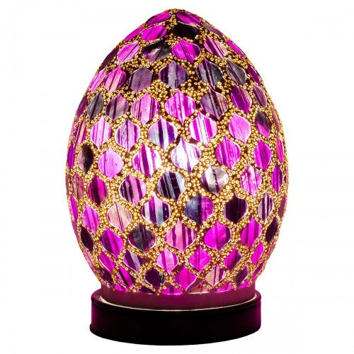 Mini purple tile mosaic glass egg table lamp