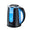 A blue and black electric kettle, designed as a small kitchen appliance, suitable for boiling water efficiently.