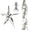 A collection of silver Christmas decorations featuring a sliver and White star, a silver and white garland, and a silver lantern ceiling decoration, all elegantly designed.