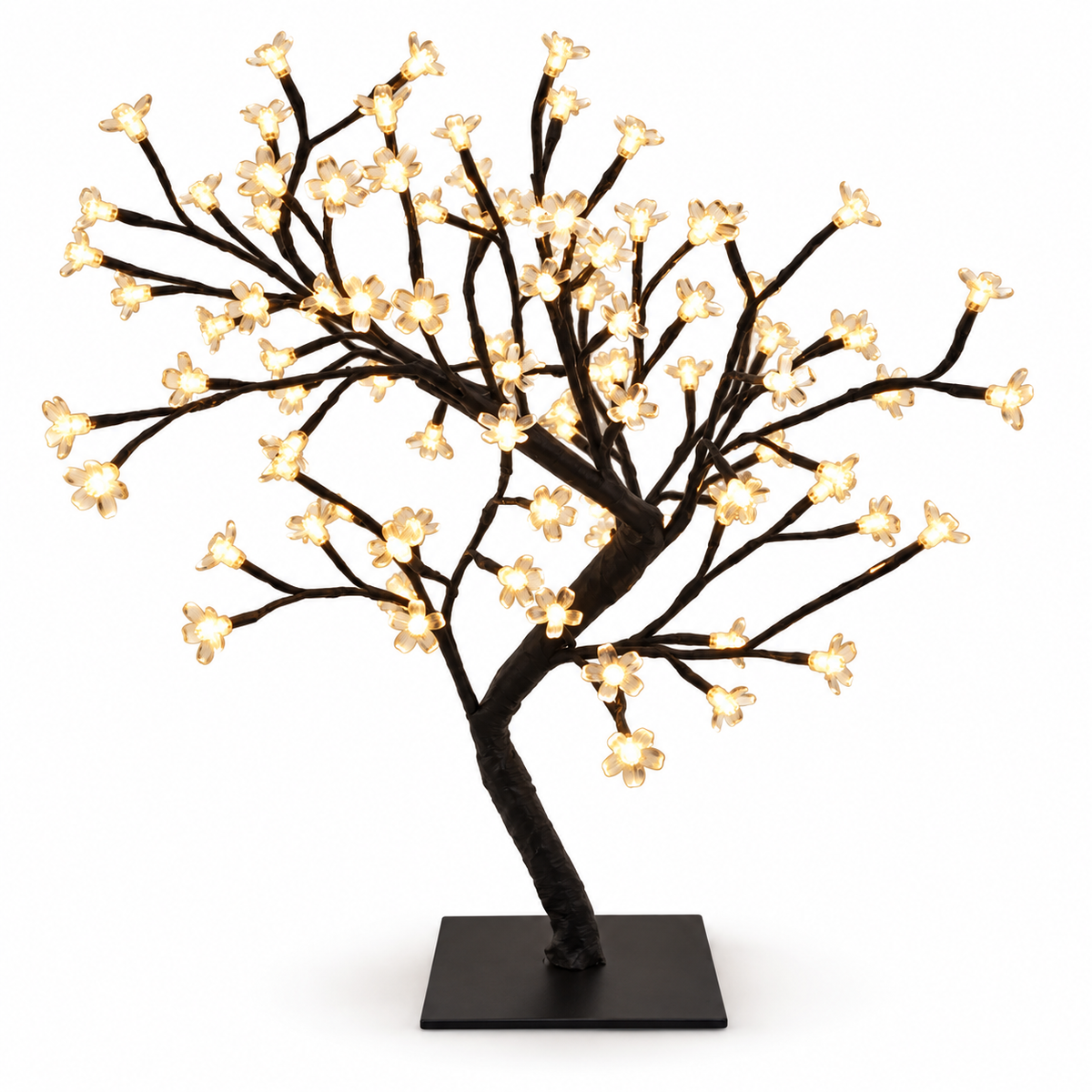 60cm warm white LED blossom tree with 128 flower lights on white background