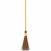 90cm witches broomstick with wooden handle and natural brown twig bristles, on white background