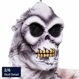 Halloween hanging skull decoration scary face detail with black eyes and yellow teeth