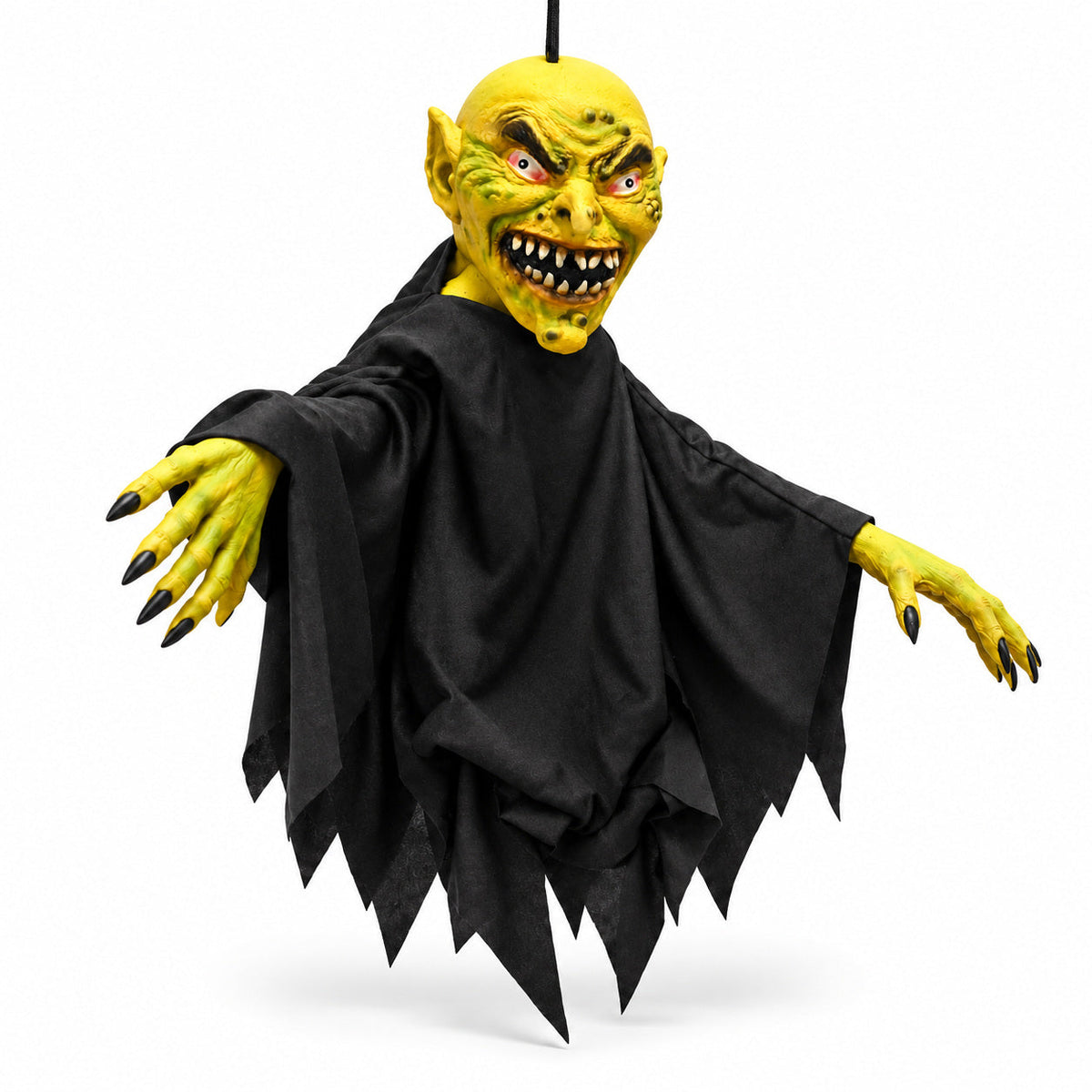 Hanging Halloween goblin – angled product view showing green monster and black robe
