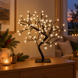 60cm warm white LED blossom tree on Christmas sideboard