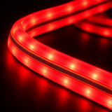 Close-up of red LED neon flex rope light illuminated