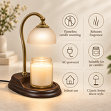 Aurora candle warmer lamp features including flameless warming, AC power and jar candle use