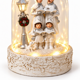 LED Christmas cloche ornament textured base and warm light detail