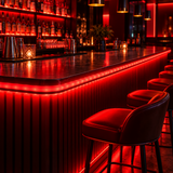 Red LED neon rope light used as decorative bar lighting