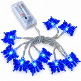 10 blue LED butterfly battery string lights with clear wire and battery box