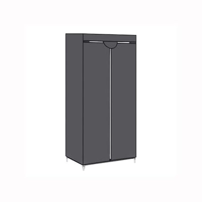 Generic Fabric Canvas Wardrobe Organizer Clothes Rail Shelf Storage Closet Single (Grey), 68-69-70a