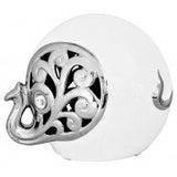 Febland white and silver ceramic elephant ornament – 17cm