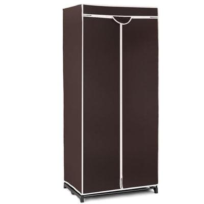 Generic Fabric Canvas Wardrobe Organizer Clothes Rail Shelf Storage Closet Single (Brown), 68-69-70a