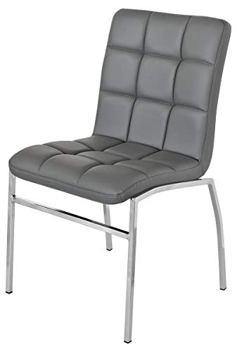 Febland Coco Dining Chair-Grey, Faux leather, Large