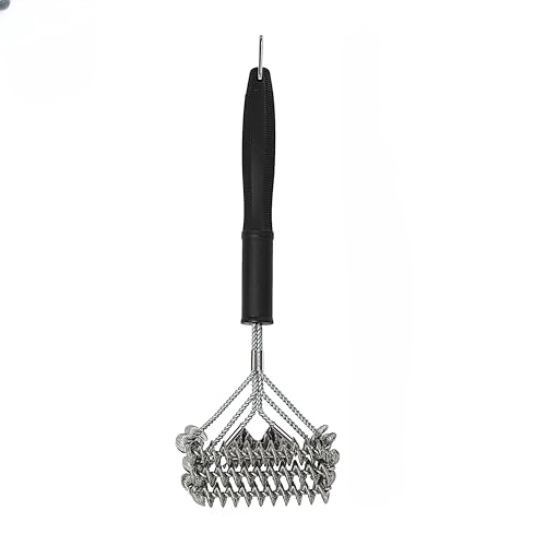 Stainless steel BBQ grill cleaning brush with scraper