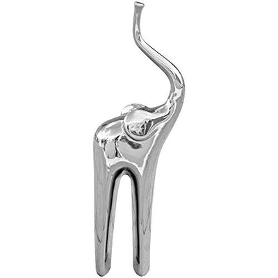 Febland Ceramic Tall Elephant, Silver, 8 x 18 x 49 cm