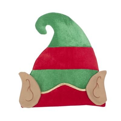 Adult green and red velvet elf hat with ears