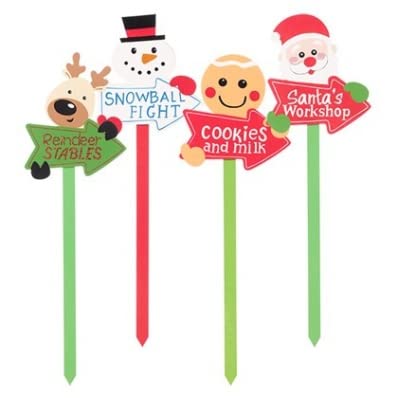 Wooden Christmas garden stakes set of four festive characters 50cm