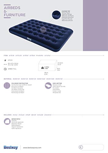 Bestway double flocked airbed – 191 x 137 x 22cm