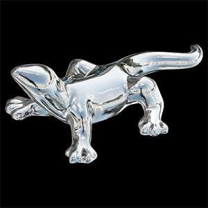 Small silver chrome-finish ceramic gecko ornament – 20cm