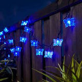 Blue butterfly battery string lights with 10 LEDs, 1m