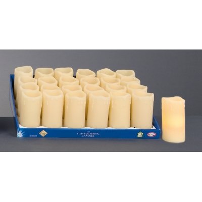 Cream flickering wax candle Christmas decoration