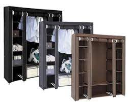 Generic Fabric Canvas Wardrobe Organizers Clothes Rail Shelves Storage Closet Triple (Black), 63-64-65-66A