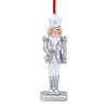 WIDDOP Whimsical Nutcracker Silver and White Hanging Tree Decoration 13cm