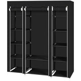 Generic Fabric Canvas Wardrobe Organizers Clothes Rail Shelves Storage Closet Triple (Black), 63-64-65-66A
