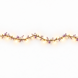 Full product view of 40 warm white LED garland with lilac and white pearl beads