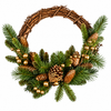 40cm Christmas vine wreath with gold berries and pine cones