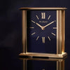 William Widdop gold mantel clock with navy blue dial