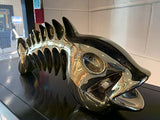 Febland gold ceramic skeletal fish sculpture – 41cm