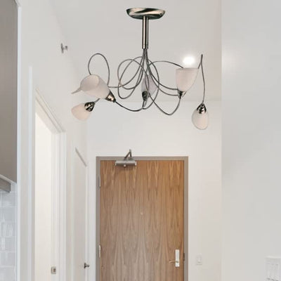5 Bulb Silver Ceiling Light with Adjustable arms