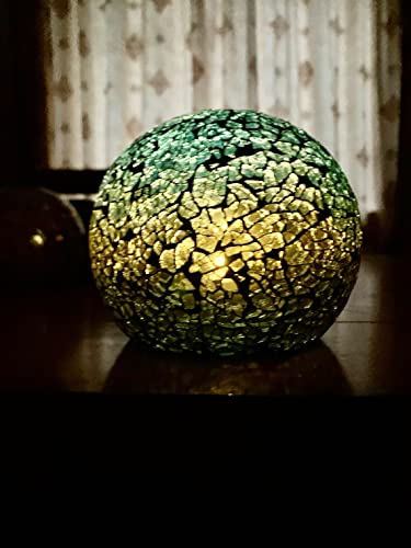 Battery Operated Glass Mosaic Tealight Balls (GREEN)