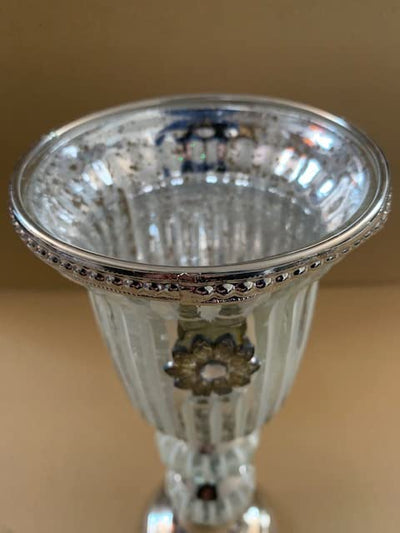 28cm Silver Goblet Glass Candle Holder