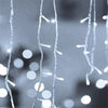100 white battery-operated icicle lights on clear cable, 2.4m