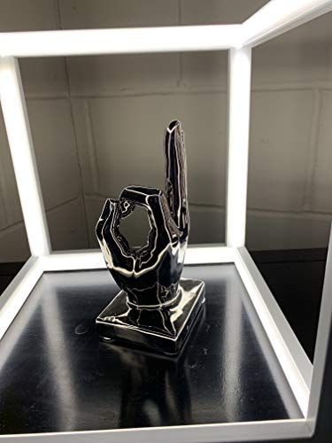 Febland Silver Ceramic Hand-OK Sign, Porcelain, 7.5 x 8.5 x 17.5 cm