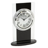 Widdop black and clear glass mantel clock with Roman numeral dial