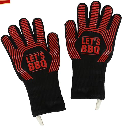 Let's BBQ red polycotton barbecue gloves – pair