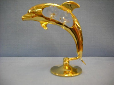 HARTES 24k GOLD PLATED DOLPHIN ON STAND