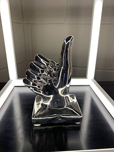 Febland silver ceramic thumbs-up hand sculpture