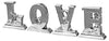 Febland silver ceramic LOVE letter ornaments – set of four