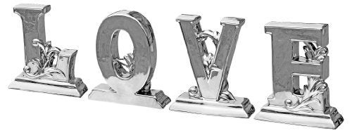 Febland silver ceramic LOVE letter ornaments – set of four