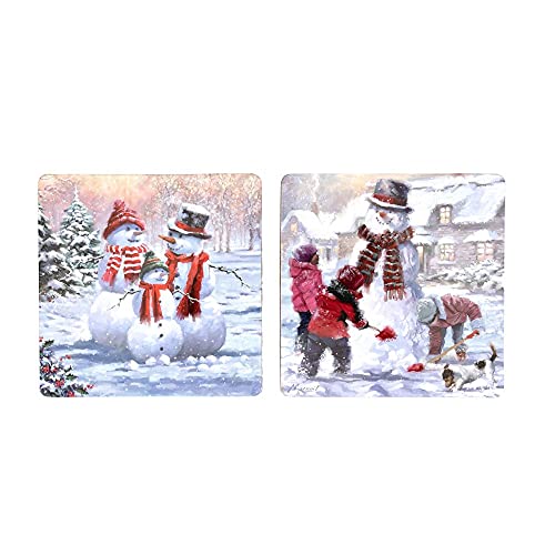 Richard Macneil Snowman Family Christmas coasters set of four
