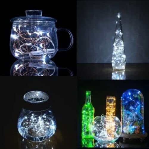 Blue battery-operated LED fairy lights on copper wire