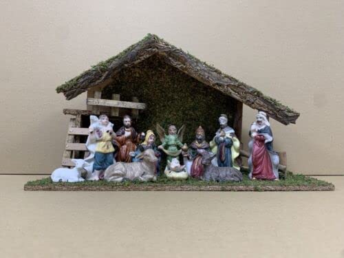 Nativity Stable & 11 Porcelain Figures - 98017