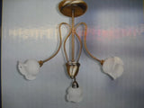 LIGHTZ antique brass three-light floral flush ceiling light