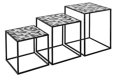 Febland Black & White Nest Of Tables, Metal, Large